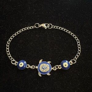 Rhinestone Evil Eye Turtle Bracelet